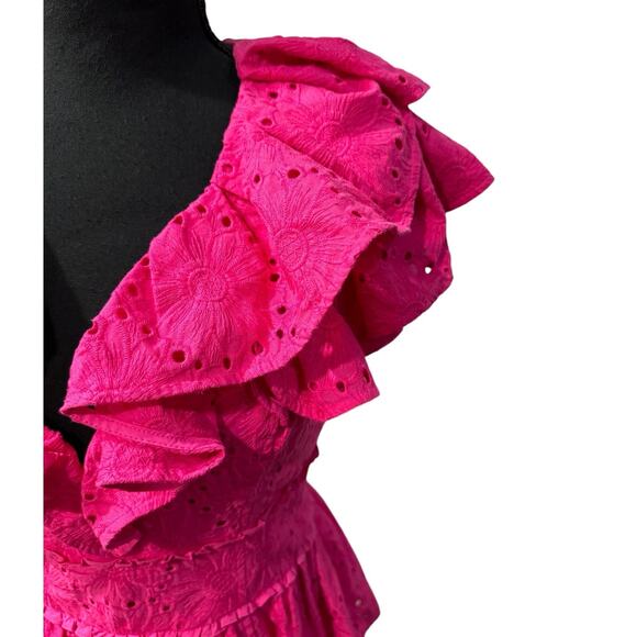 NWT! Ted Baker Mazieh Broderie Peplum Top in Bright Pink - Size 1 (US Size 4) - Picture 8 of 10
